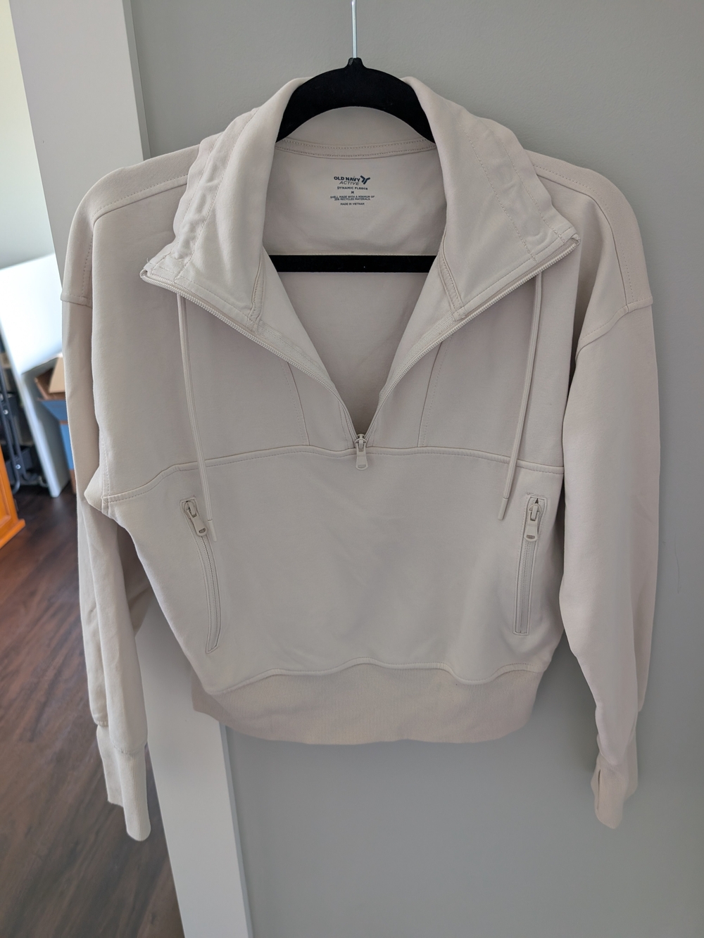 Old Navy Women's Light Cream Half-Zip Funnel Neck Pullover